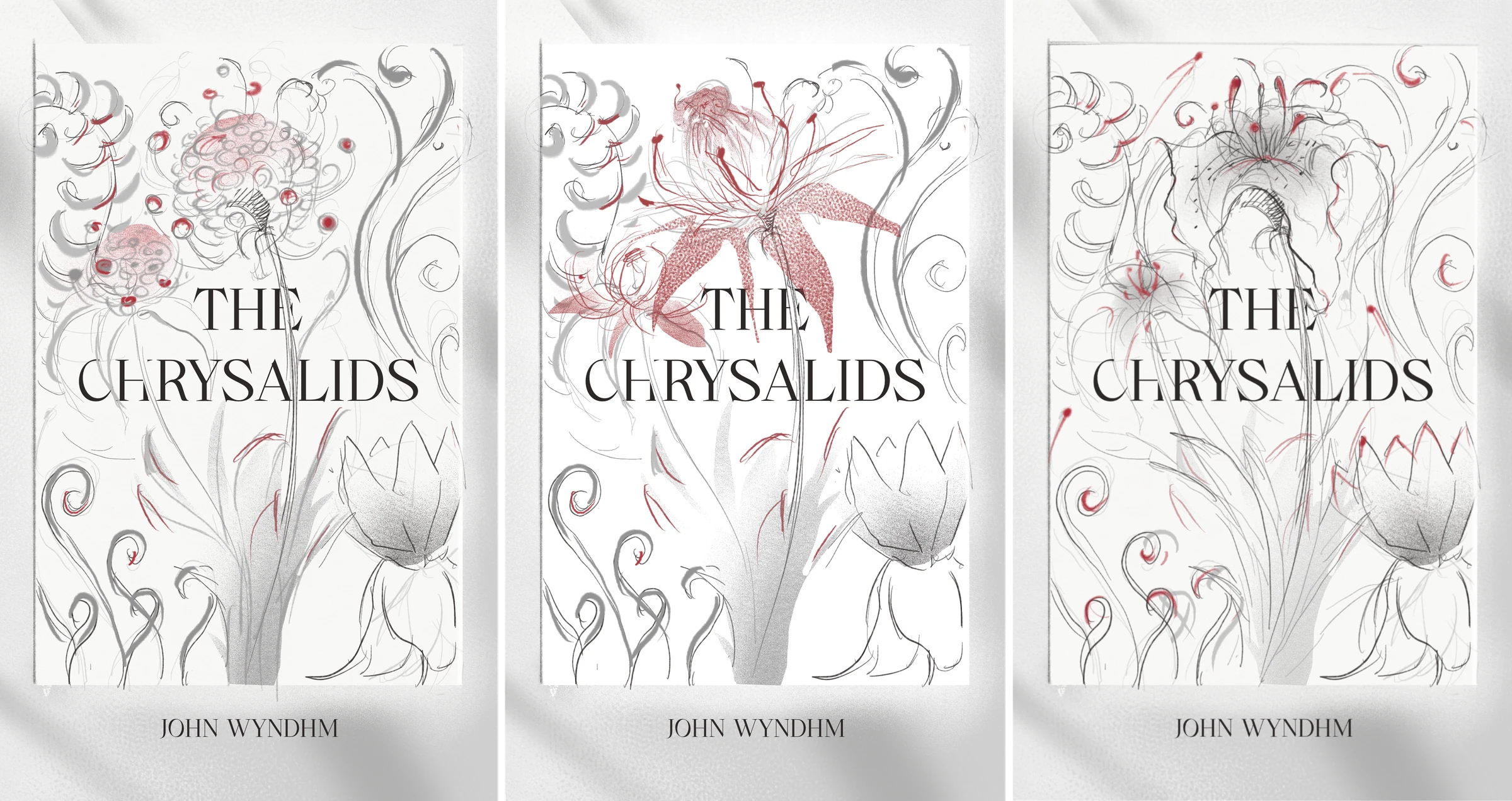 Early illustrated cover explorations for The Chrysalids